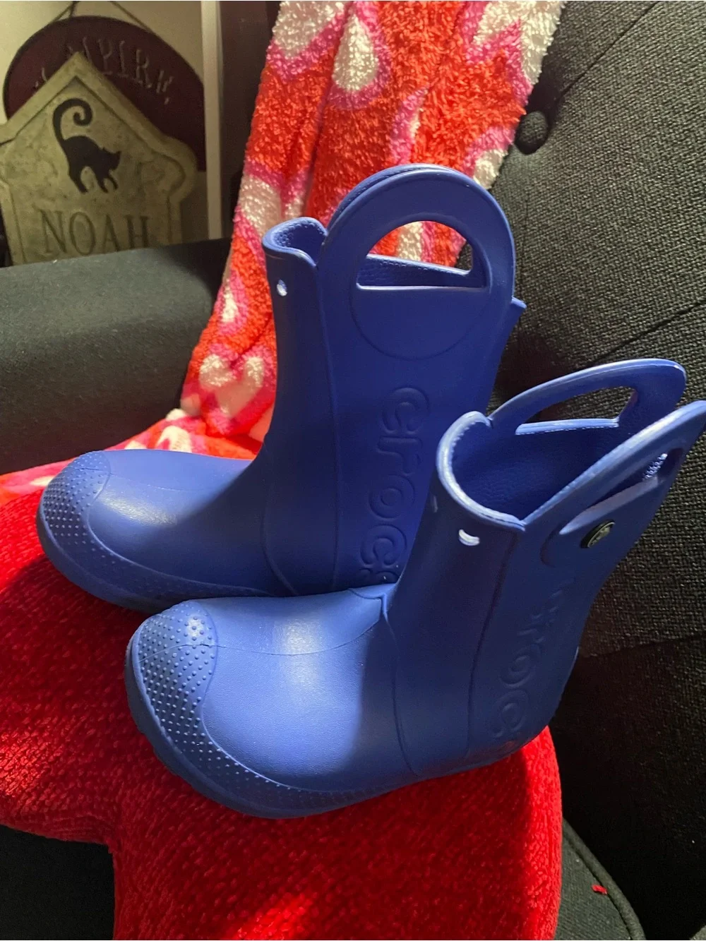 CROCS Kids Blue Pull-On Rain Boots with Handles